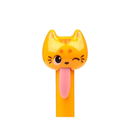 Detail van de unieke rubberen kattenkop op de kawaii stationery kattenpen, leuk bureau accessoire