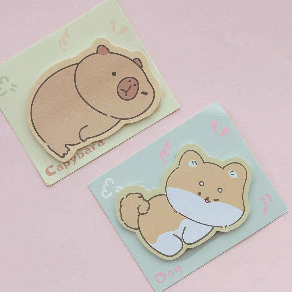 kawaii memoblokje met liggende dieren illustratie