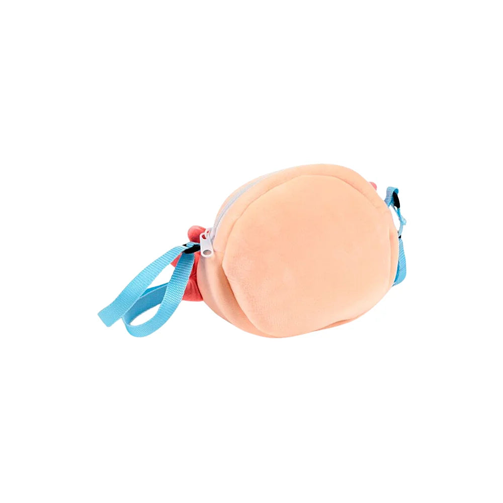 Maddie Axolotl schoudertasje achterkant - zachte pluche en verstelbare band