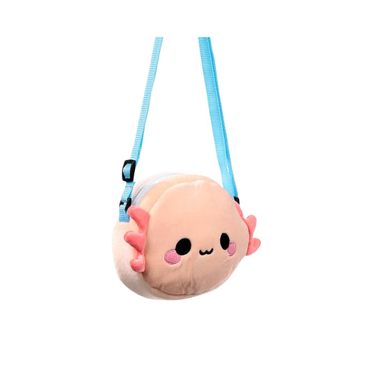 Maddie Axolotl schoudertasje voorkant - schattig roze kawaii design