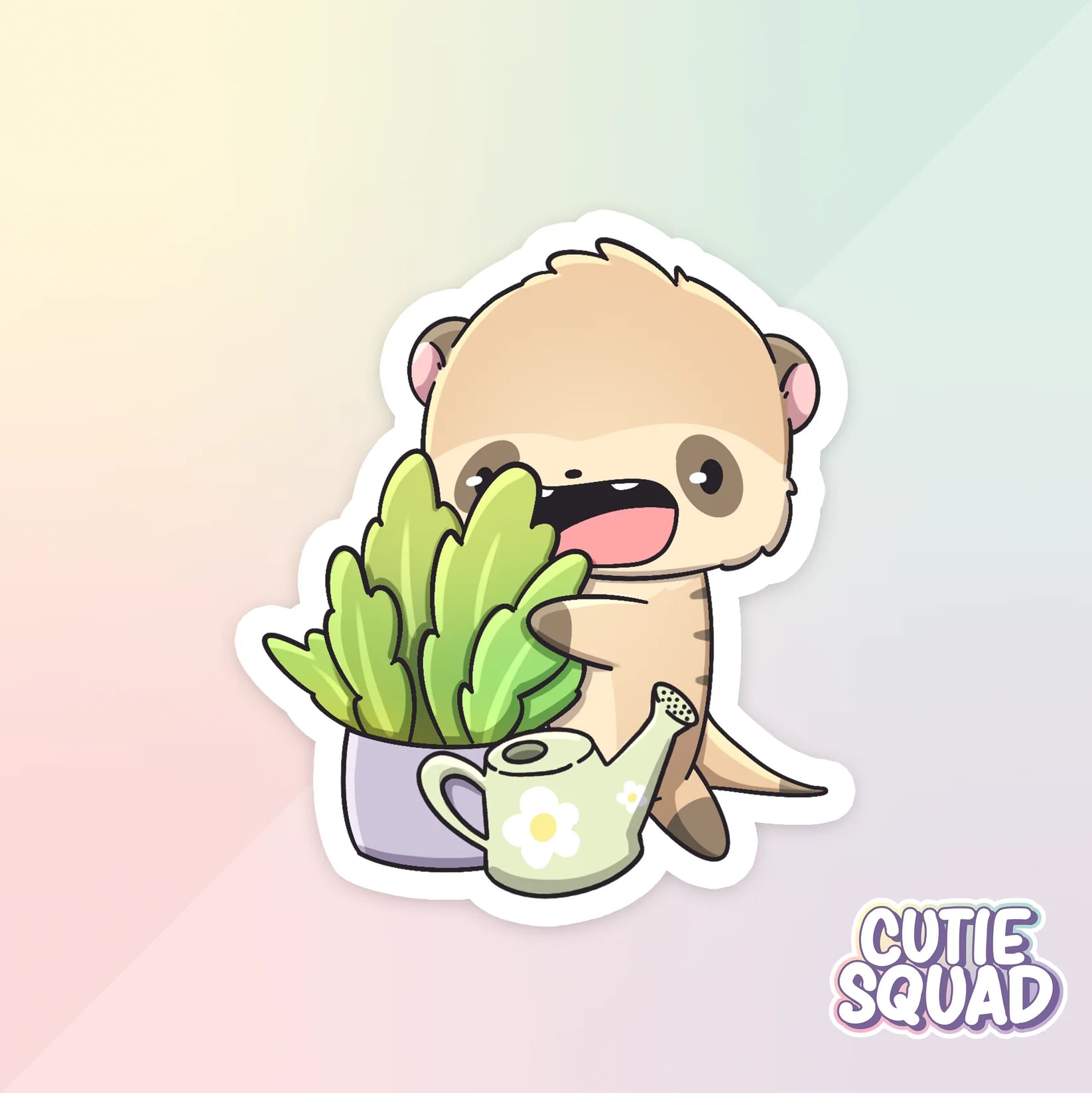meerkat sticker van cutiesquad met plantje