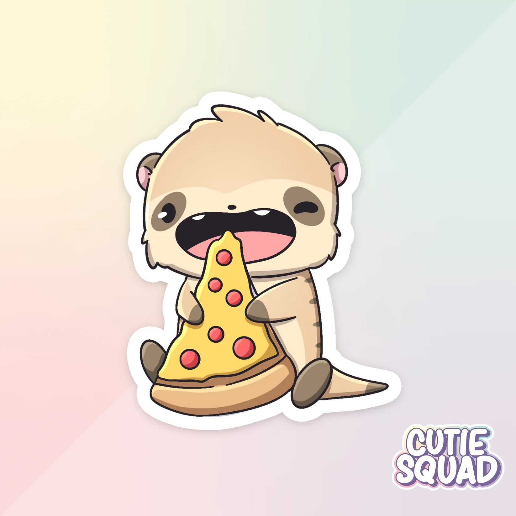 meerkat sticker van cutiesquad met pizza
