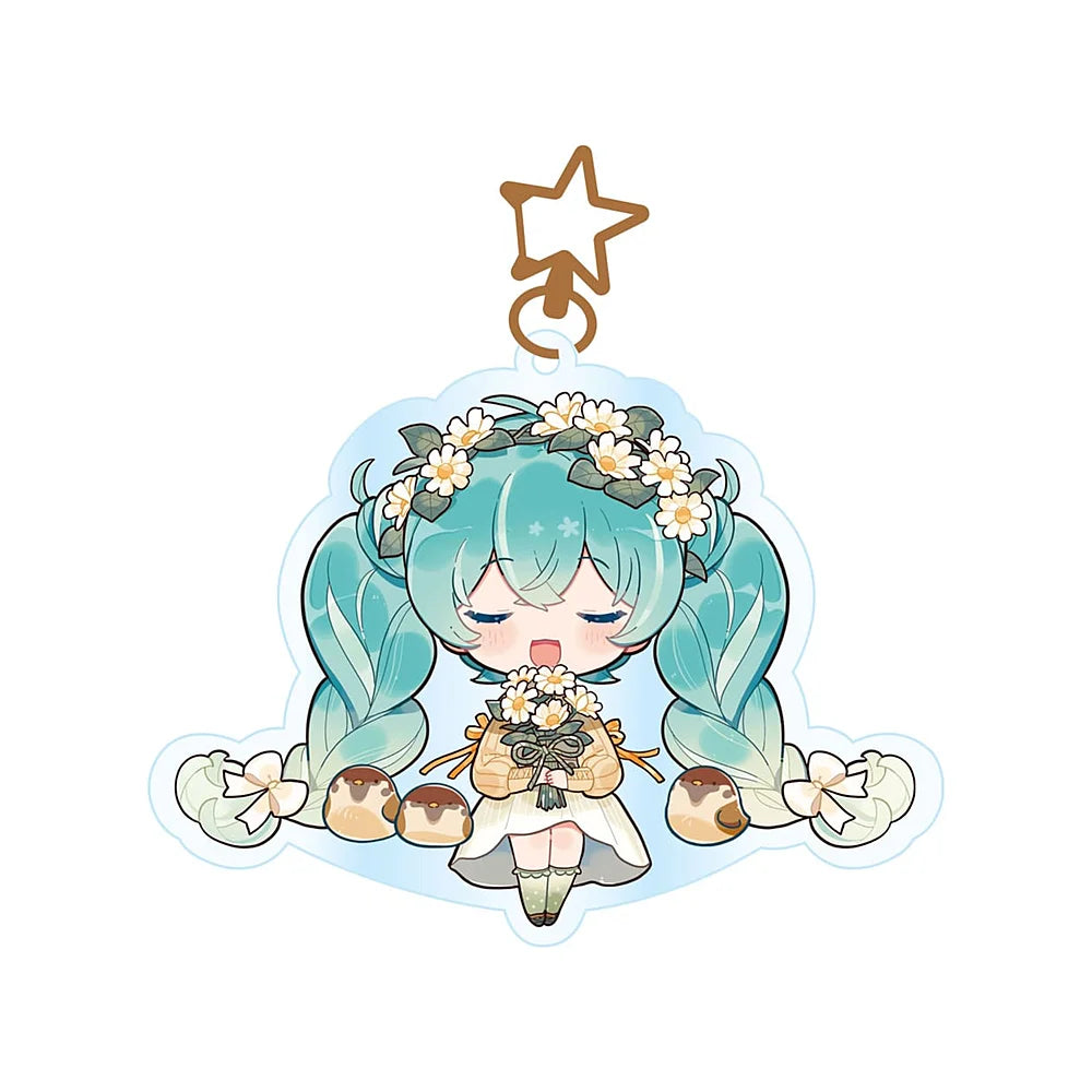 kawaii autumn hatsune miku chibi acryl sleutelhanger voorkant