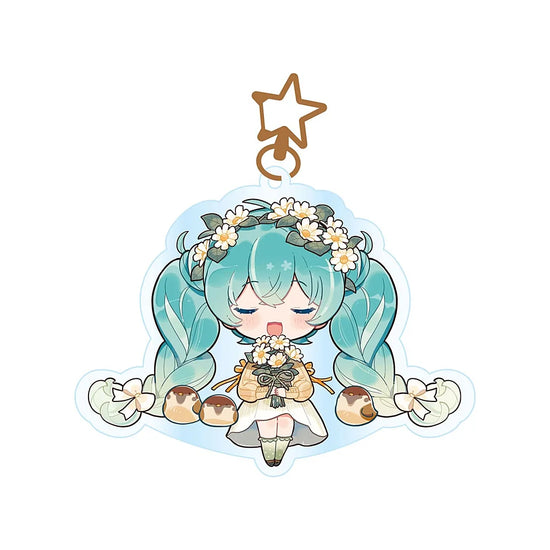 kawaii autumn hatsune miku chibi acryl sleutelhanger voorkant