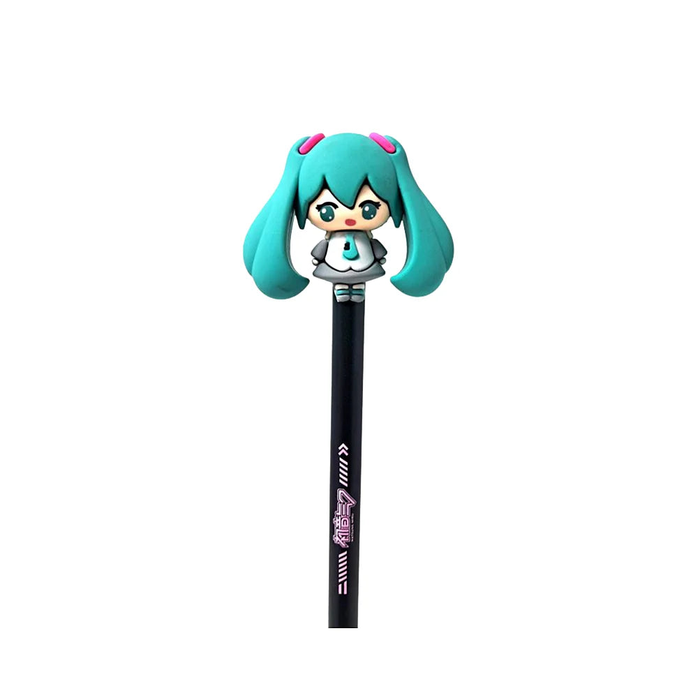 3D topper van Hatsune Miku op unieke fijnschrijver – detailfoto van het iconische turquoise haar