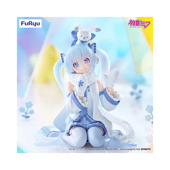 snow miku anime figure sitting noodle stopper turquoise hair winter outfit