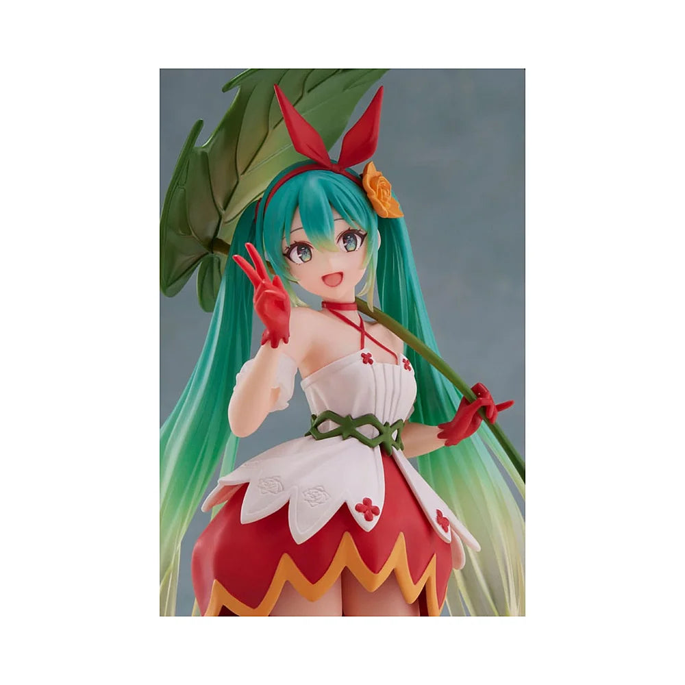 thumbelina miku figure sitting holding flower leaf anime display item