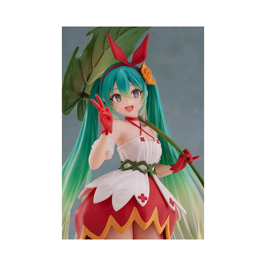 thumbelina miku figure sitting holding flower leaf anime display item
