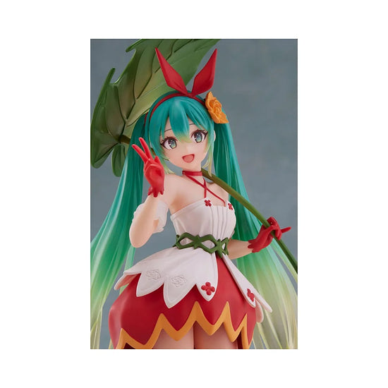 thumbelina miku figure sitting holding flower leaf anime display item