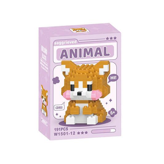 schattige corgi bouwset van mini bricks