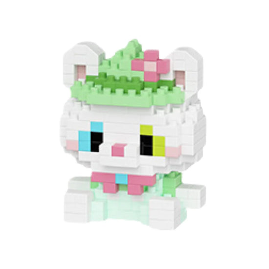 Mini bricks konijn met groen hoedje – schattige bouwsteen creatie