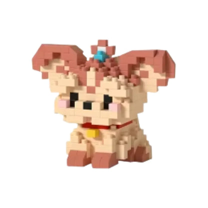 Mini Bricks beige hondje – knuffelbare, zachte bouwstenen pup