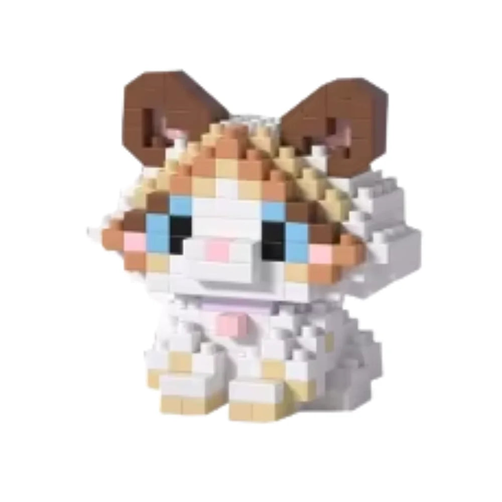 Witte kat met bruine oren mini bricks – extra karakter in bouwvorm
