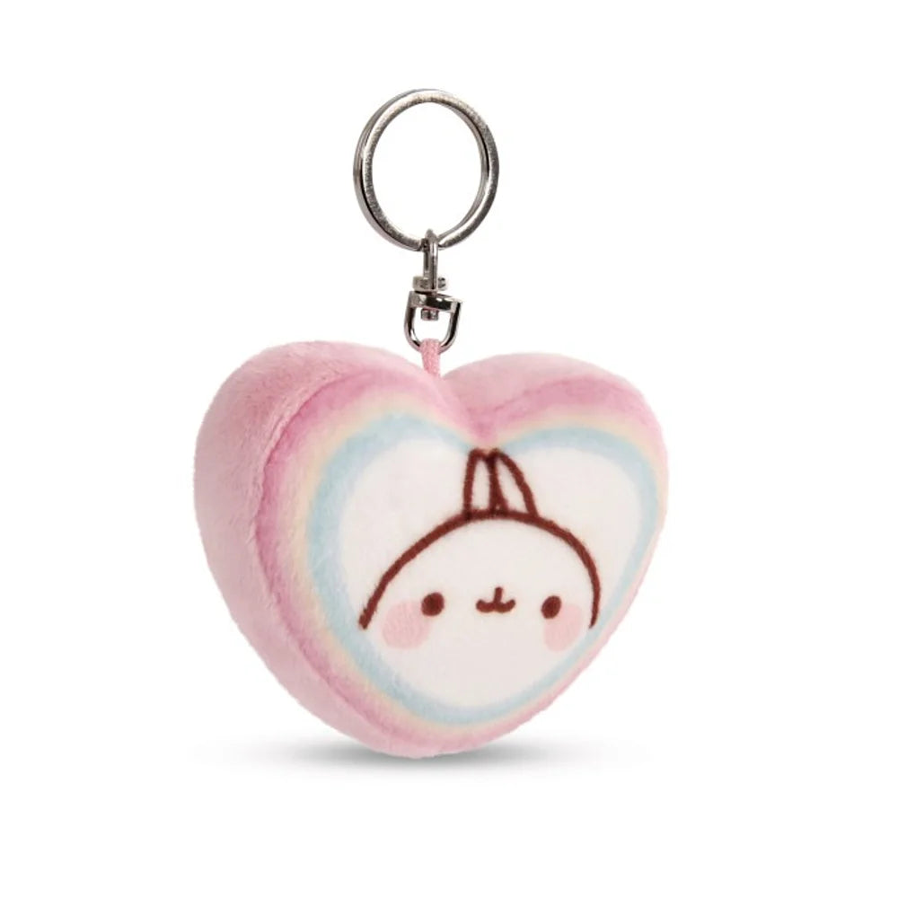 Molang | Rainbow heart - keychain 8 cm