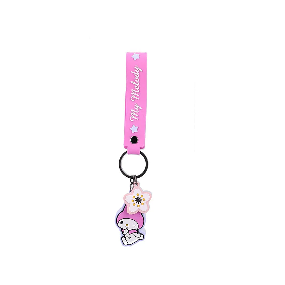 My Melody sleutelhanger detail – kawaii Sanrio merchandise met roze kapje en strap