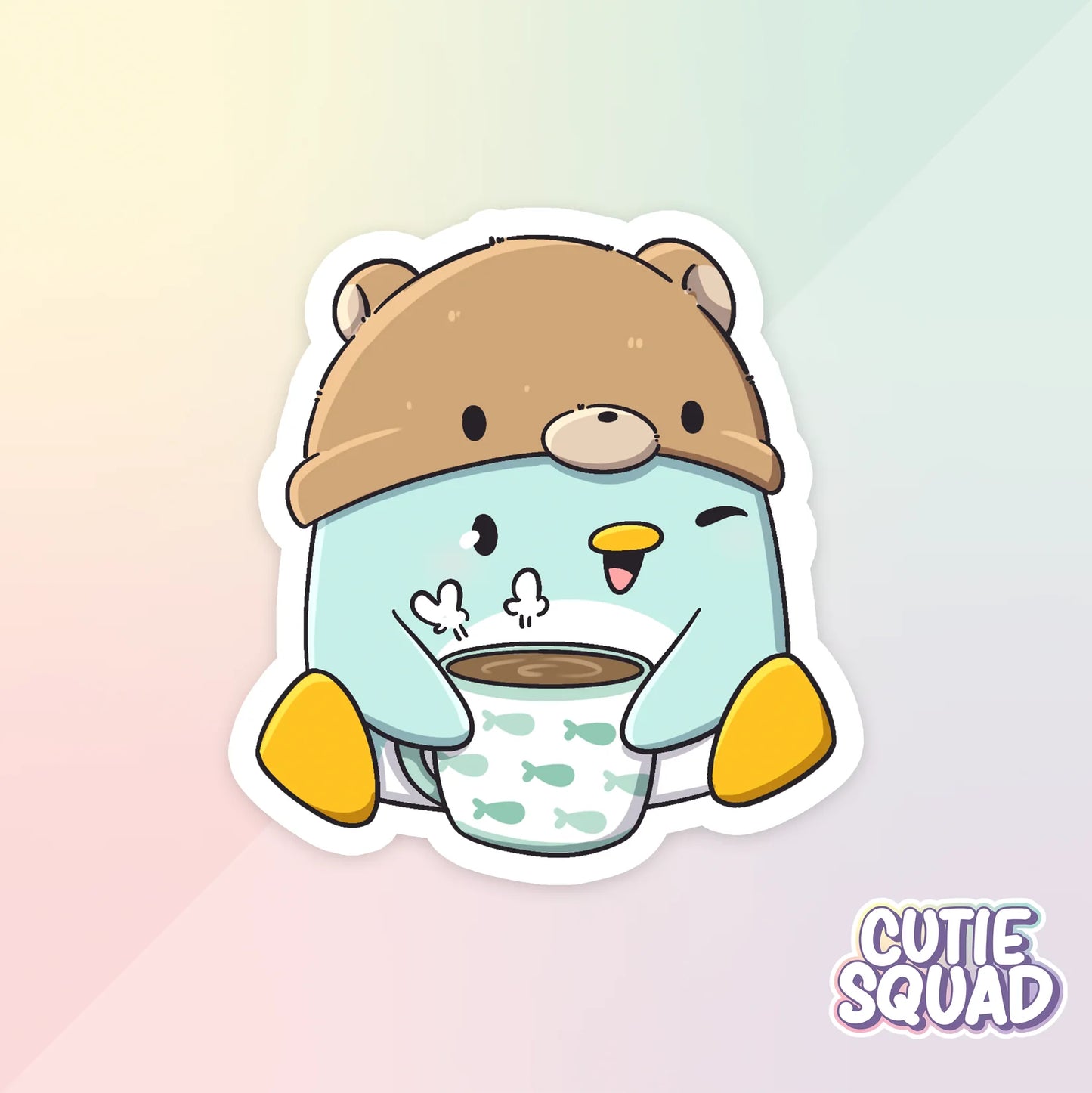 ray penguin sticker van cutiesquad met warme chocomel