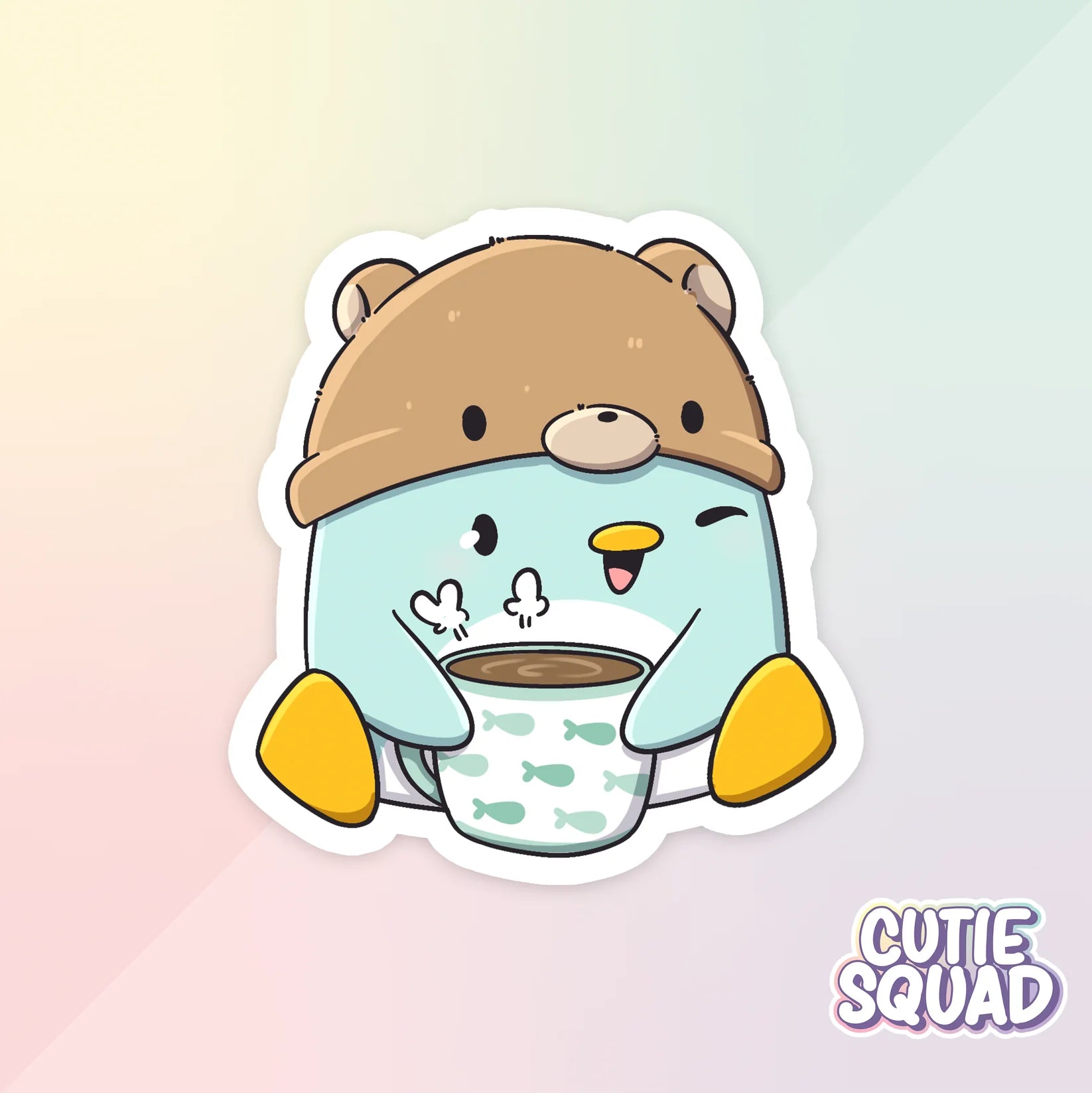 ray penguin sticker van cutiesquad met warme chocomel