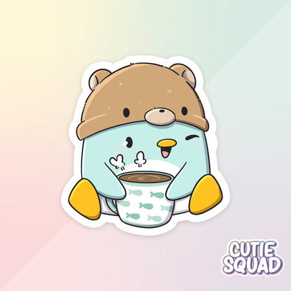ray penguin sticker van cutiesquad met warme chocomel
