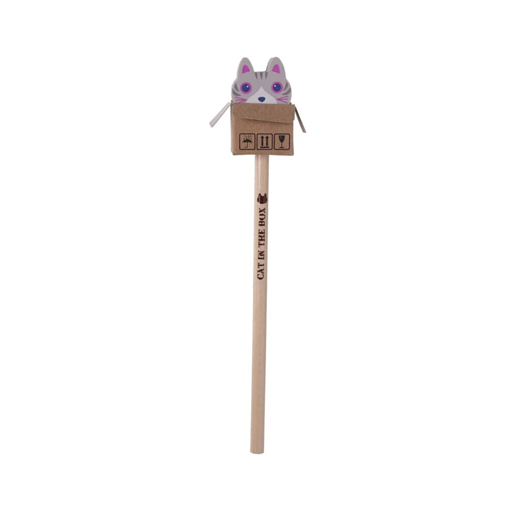 kawaii potlood met kat-in-doos gum grijs
