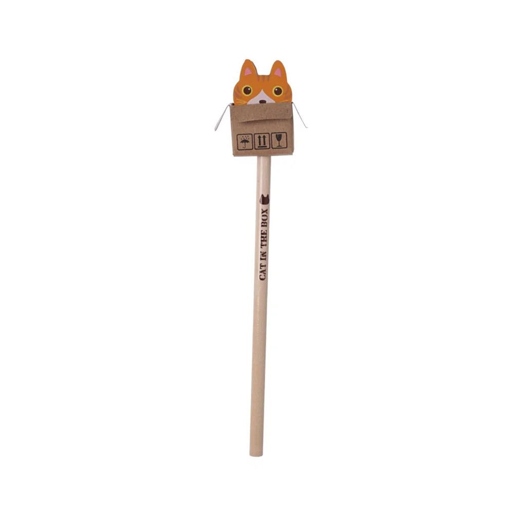 kawaii potlood met kat-in-doos gum oranje