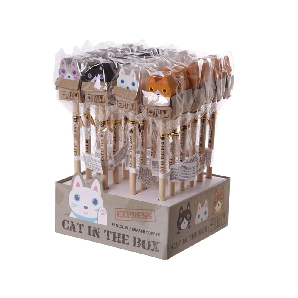 schattige kat gum op kawaii potlood