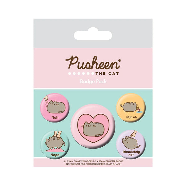 pusheen kawaii badge set met 5 ontwerpen