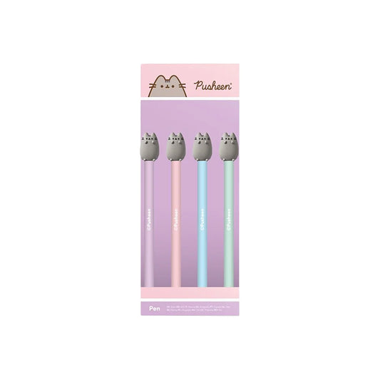 Complete set Pusheen fijnschrijvers in vier pastelkleuren – roze, groen, blauw en paars