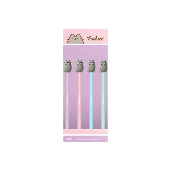 Complete set Pusheen fijnschrijvers in vier pastelkleuren – roze, groen, blauw en paars