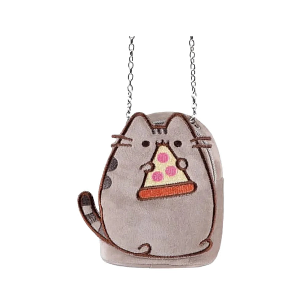 klein zacht tasje van pusheen met pizza