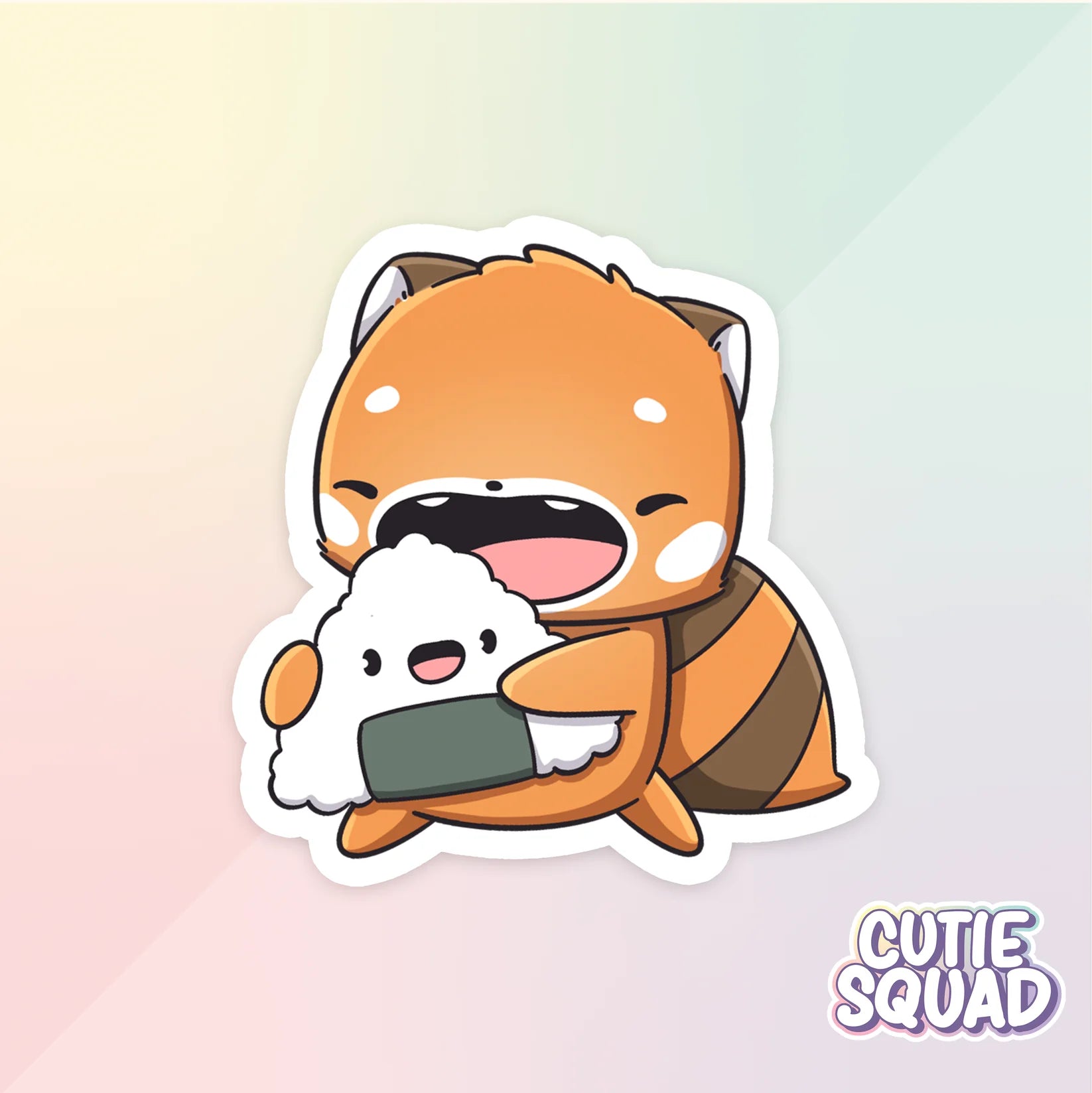 red panda foodies sticker van cutiesquad met rijsthapje