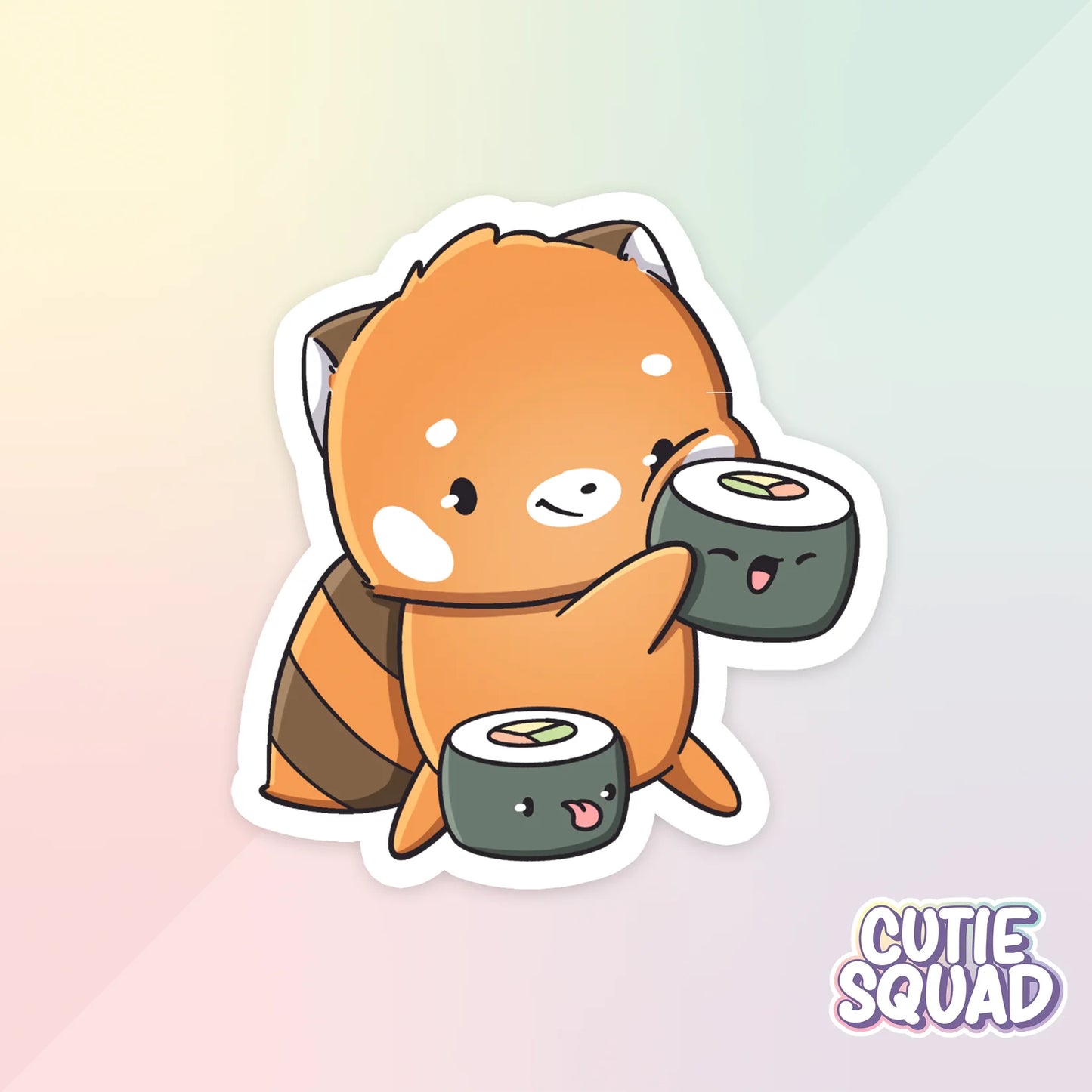 red panda foodies sticker van cutiesquad met sushirol