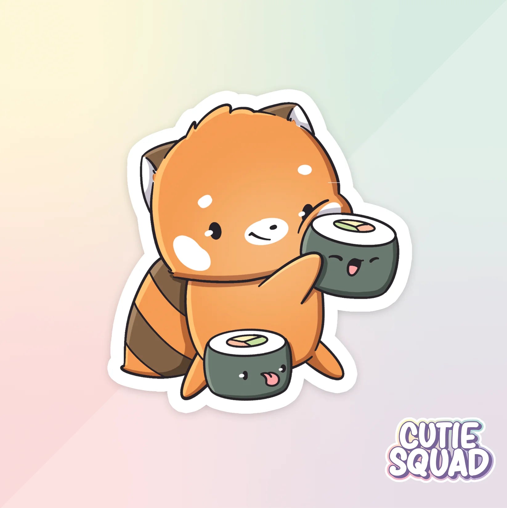 red panda foodies sticker van cutiesquad met sushirol