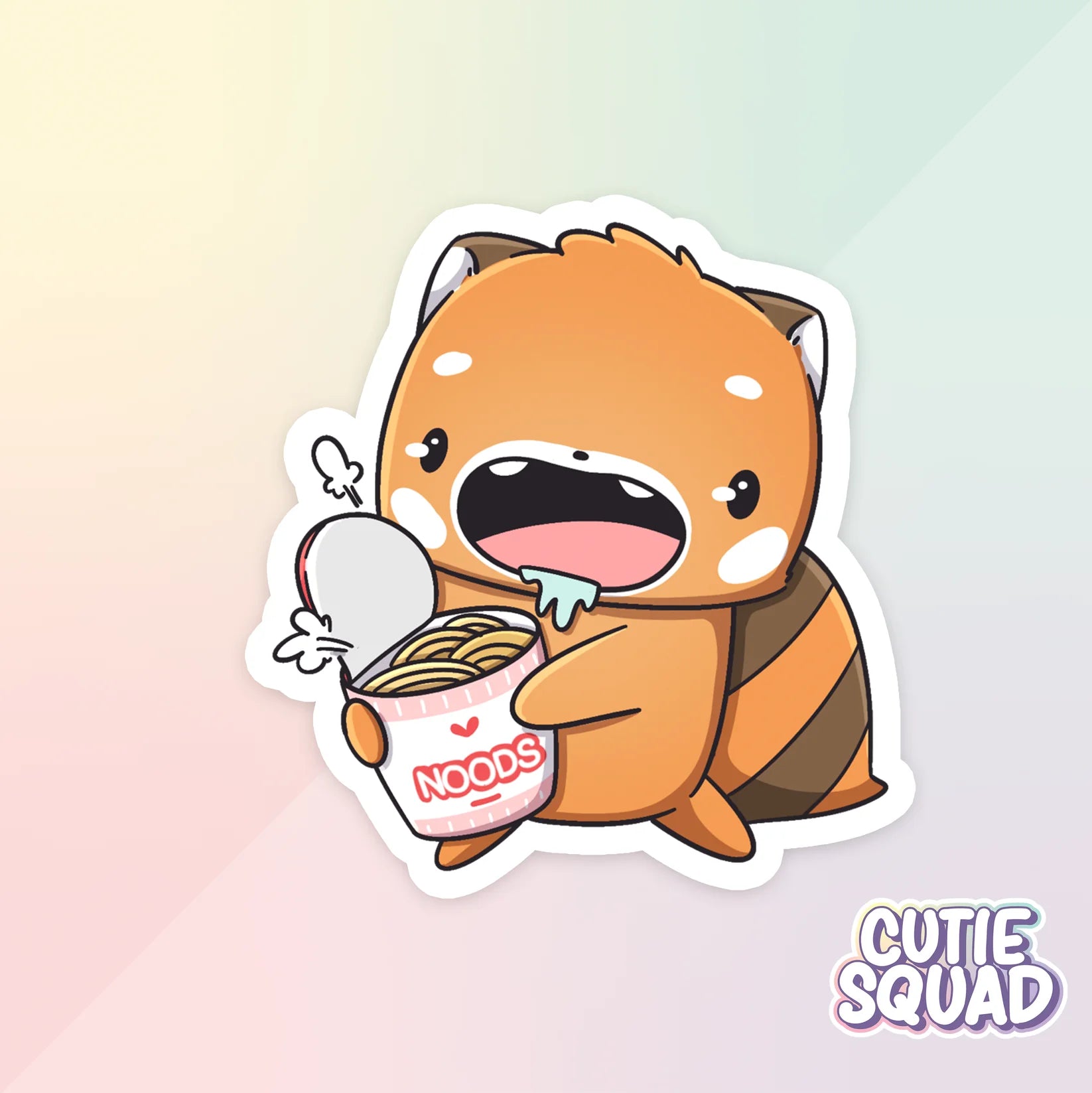 red panda foodies sticker van cutiesquad met noodle potje