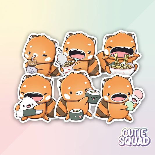 red panda foodies complete stickerset van cutiesquad 