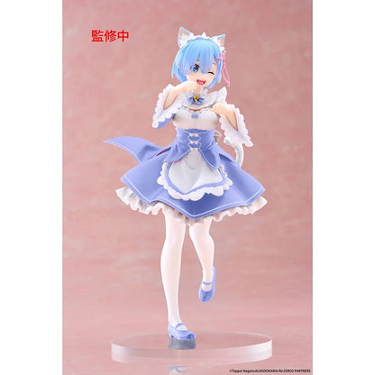 taito rem cat maid figure met pastelpaars maid kostuum