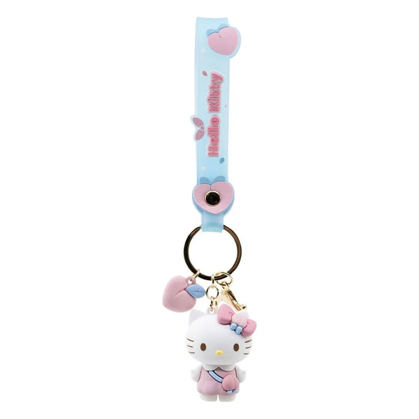 vrolijke sanrio sleutelhangers met afbeeldingen van kuromi, hello kitty, my melody en pompompurin