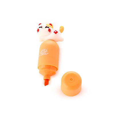 Oranje highlighter met calico 3D kat