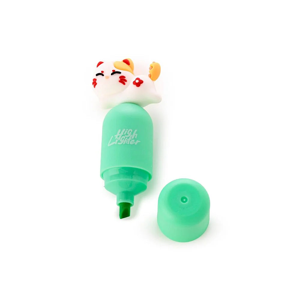 Groene highlighter met calico 3D kat