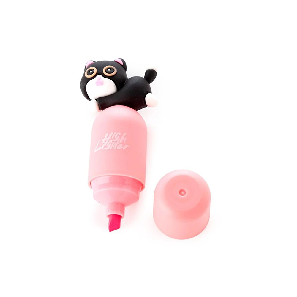 Roze highlighter met zwarte 3D kat