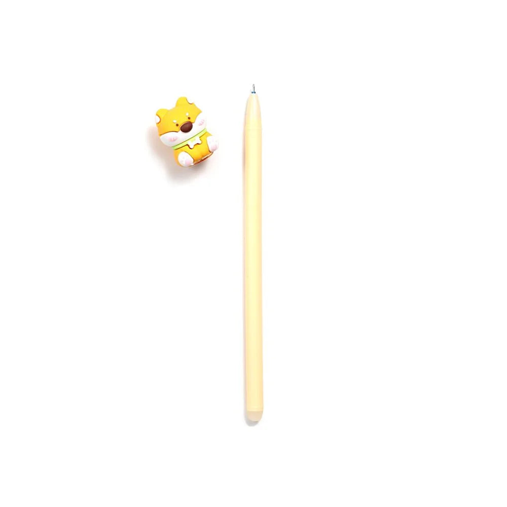 Shiba inu pen met uitwisbare inkt en zachte pastelaccenten