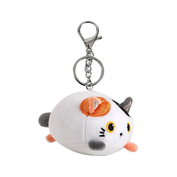 kawaii lapjeskat sleutelhanger van pluche met patchwork design