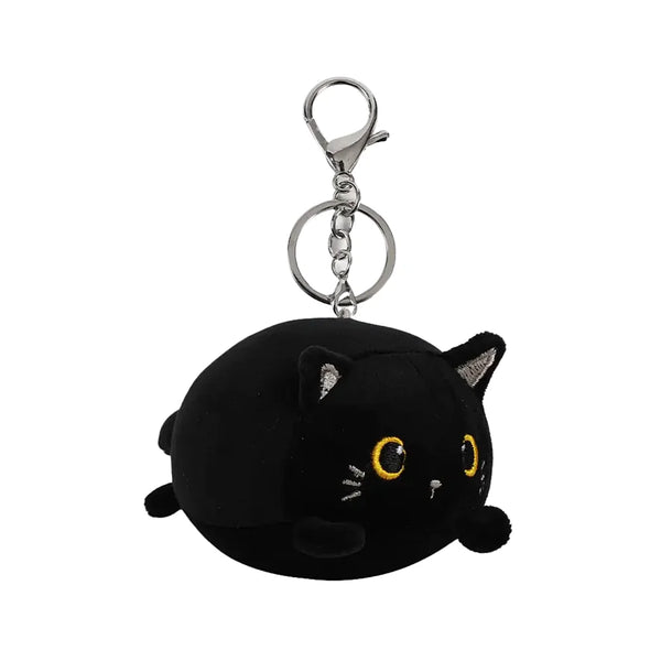 kawaii zwarte kat sleutelhanger van pluche voor aan je tas
