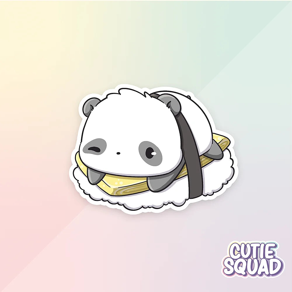 sushi pandas sticker van cutiesquad met blokje rijst