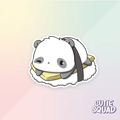 sushi pandas sticker van cutiesquad met blokje rijst