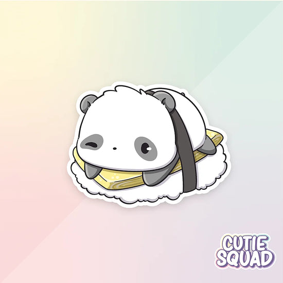 sushi pandas sticker van cutiesquad met blokje rijst