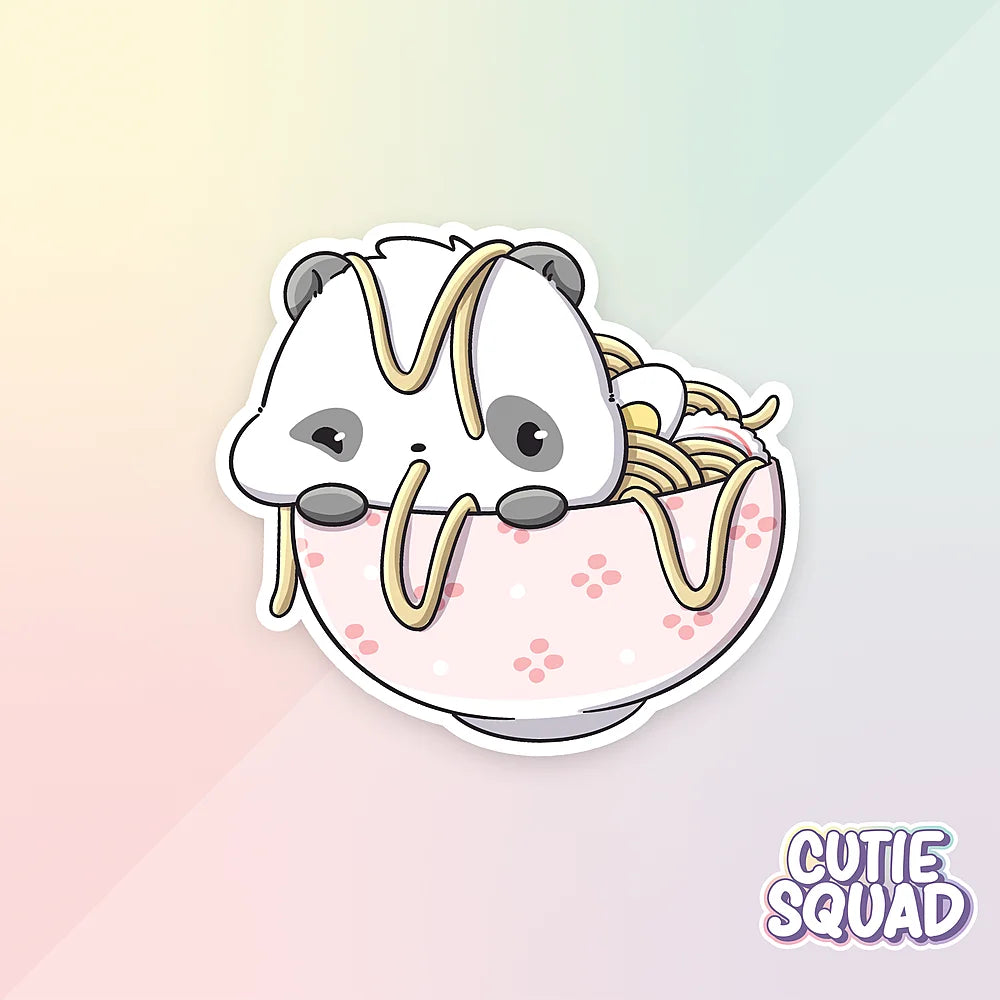 sushi pandas sticker van cutiesquad met noodleschaal